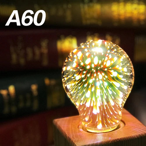 E27 LED Light Bulb 220V A60 ST64 G80 G95 G125 Novelty Indoor Holiday Christmas Decor Lighting 3D Decoration Firework Bulb Lamps