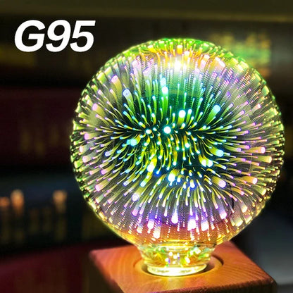 E27 LED Light Bulb 220V A60 ST64 G80 G95 G125 Novelty Indoor Holiday Christmas Decor Lighting 3D Decoration Firework Bulb Lamps