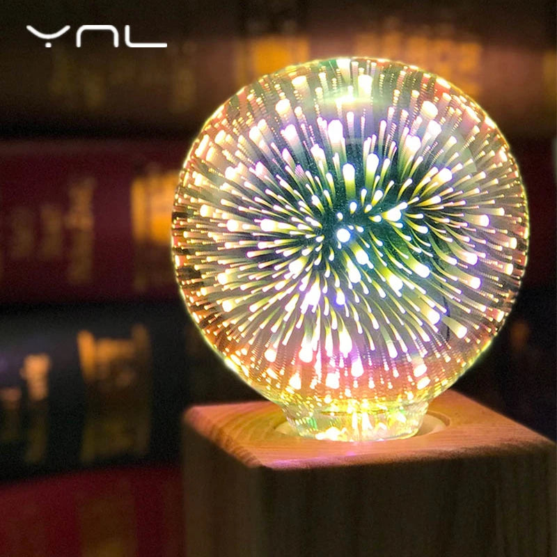 E27 LED Light Bulb 220V A60 ST64 G80 G95 G125 Novelty Indoor Holiday Christmas Decor Lighting 3D Decoration Firework Bulb Lamps